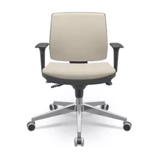 Cadeira Executiva Brizza Soft Slider Aluminio Vinil Bege T21