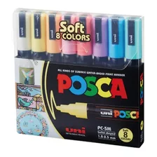 Set Marcadores Posca Punta 5m X 8 Soft Colors