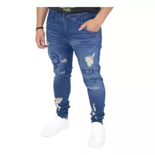 Calça Jeans Super Skinny Destroyed Detalhe Caveira Jay Jones