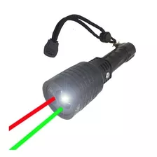 Linterna Tactica Con Laser Verde Y Rojo Zoom Recargable Led