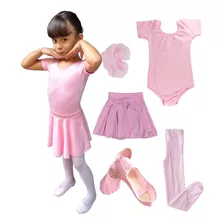 Kit Roupa Uniforme Figurino Ballet Aula Infantil Balé