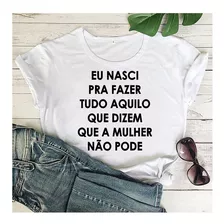 Camisa Camiseta Feminina Branca Casual Frases Moda Promoçao