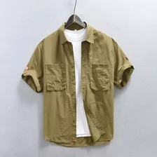 Camisa Cargo Casual Para Hombre Camisa De Hombre Con Bolsill