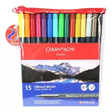 Marcadores Carandache Fibralo Brush Punta Pincel X 15 Colore