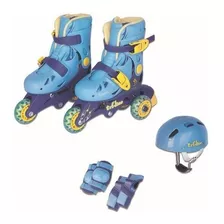 Patins Infantil Tri-line 30 33 Com Kit De Segurança Fenix