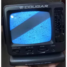 Mini Tv Cougar Preto E Branco De 5.5 Usada Com Detalhes