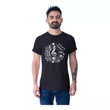 Camiseta Juvenil Negra Hombre Nota Musical Clasica