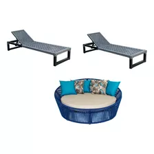 Kit Chaise Espreguiçadeira Corda Náutica Alumínio Piscina 