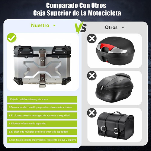 Maleteros Para Moto 45l Aluminio Caja Moto Para Grande Casco Foto 3