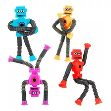 3un Robô Pop It Estica Puxa Brinquedo Gruda Led Tubo Ventosa