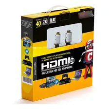 Cabo Hdmi 2.0 Flat Desmontável 19 Pinos, 4k, Ultra Hd, 3d 40