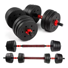 Set De Mancuernas 20kg Nappo Ajustable Con Barra Conectora Color Negro