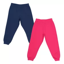 Kit 2 Calça Moletom Infantil Inverno Menina Frio Jogger Lisa