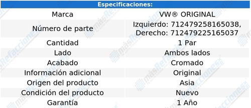 Par Espejos Crom Volkswagen Sedan 72-04 Vw Original Foto 3