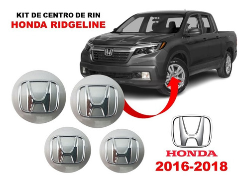 Kit De 4 Copas Centros De Rin Honda Ridgeline 2016-2018 Foto 2