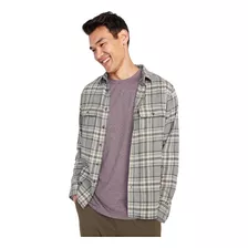 Camisa Hombre Old Navy Double-brushed Flannel Linea Gris