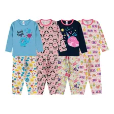 Kit 4 Pijamas Menina Inverno Infantil Frio Feminino Atacado