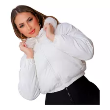 Casaco Feminino Puffer Duplaface Com Capuz Removivél