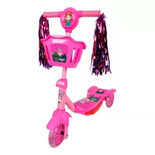 Patinete Infantil Musical 3 Rodas Cestinha E Luzes Rosa