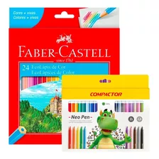 Criatividade: Lápis Faber Castell 24 + Canetinha 24 Cores Cor Da Marcação Colorido