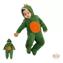  Macacão Infantil Pelúcia Plush Dinossauro Bebê Tip Top 