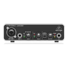 Interface De Áudio Usb Behringer U-phoria Umc22 Shop Guitar Cor Preto