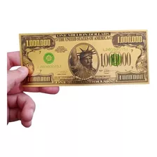 Billete Fengshui De La Suerte 1millon Dólares Oro Coleccion 