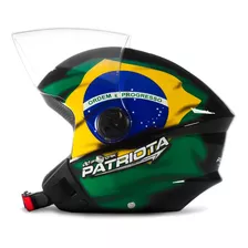 Capacete Bandeira Do Brasil New Liberty 3 Patriota Preto 56 Desenho New Liberty Trhee 3 Patriota Bandeira Do Brasil Preto E Verde Com Viseira Transparente