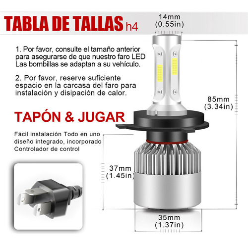 H4 9003 Luz De Faro Delantero De Luz Alta/baja Reemplazar Foto 4