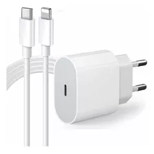 Cabo + Fonte Compatível iPhone SE X Xr 11 12 13 Pro 14 Usb-c