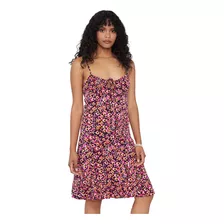 Vestido Mujer Corto Pabilo Negro Mini Flor Corona