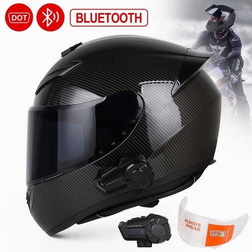 Casco Para Moto Fibra De Carbon Deportivo Con Bluetooth Dot