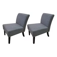 Sillón Butaca Decorativa Poltrona Tapizada Madera Pack X 2