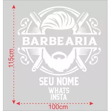Adesivo Barbearia 115x100cm Barbeiro Bigode Salão Porta 