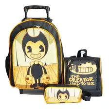 Mochila Rodinhas Bendy Jogo Lancheira Estojo