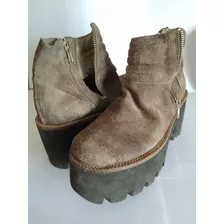 Botas Cortas De Gamuza Plataforma 36 