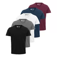 Kit 5 Camisetas Gola V 100% Algodão 30.1 Masculina By Zaroc