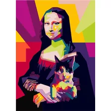 Cuadro Para Pintar Por Números En Lienzo, Mona Lisa Con Gato