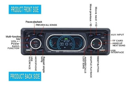 Auto Reproductor Mp3 Bluetooth Y Radio Con Luces Foto 4