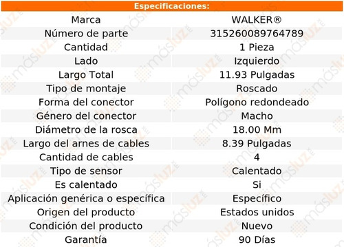 Sensor O2 Ox Izq Lexus Ls600h 5.0l 8 Cil 08/15 Walker Foto 6