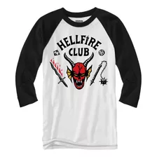 Stranger Things Hellfire Club Playera Raglán De Manga Larga