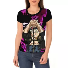 Camiseta/camisa Feminina Asta Devil Black Clover-baby Look 
