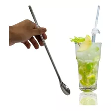 Colher Bailarina Inox Para Drinks Suco Leite Barmen 30 Cm