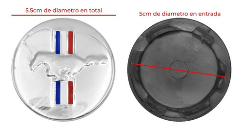 Juego 4 Centros Tapa Rin Ford Mustang 5.5cm Gris Universal Foto 6