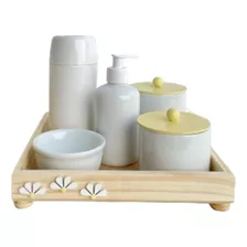 Kit Margarida Higiene Porcelanas Bebê Térmica Quadrado Off