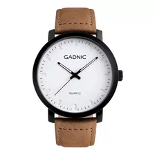 Reloj De Diseño Minimalista Gadnic Malla De Cuero Color De La Malla Marrón Claro