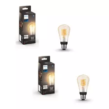 2 Ampolletas Philips Hue Filamento Vintage Edison St64 Bt Color De La Luz Blanco Cálido