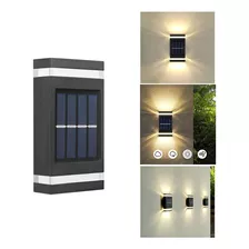 2x Arandela Solar 2 Focos Parede Slim 6 Fachos Led Externa