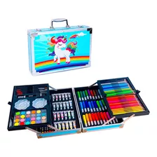 Set Kit Creativo Arte Dibujo Maleta Metálica X 145pcs