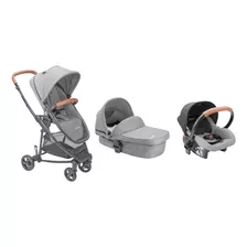 Carrinho Bebê Conforto Cinza/ Preto 3 Em 1 Prime Baby Tygo 6 Cor Cinza